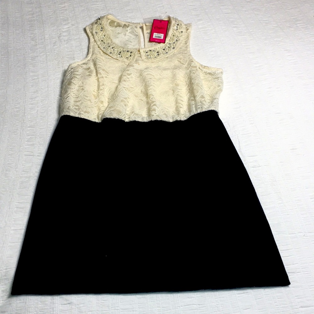 Beige and black dress